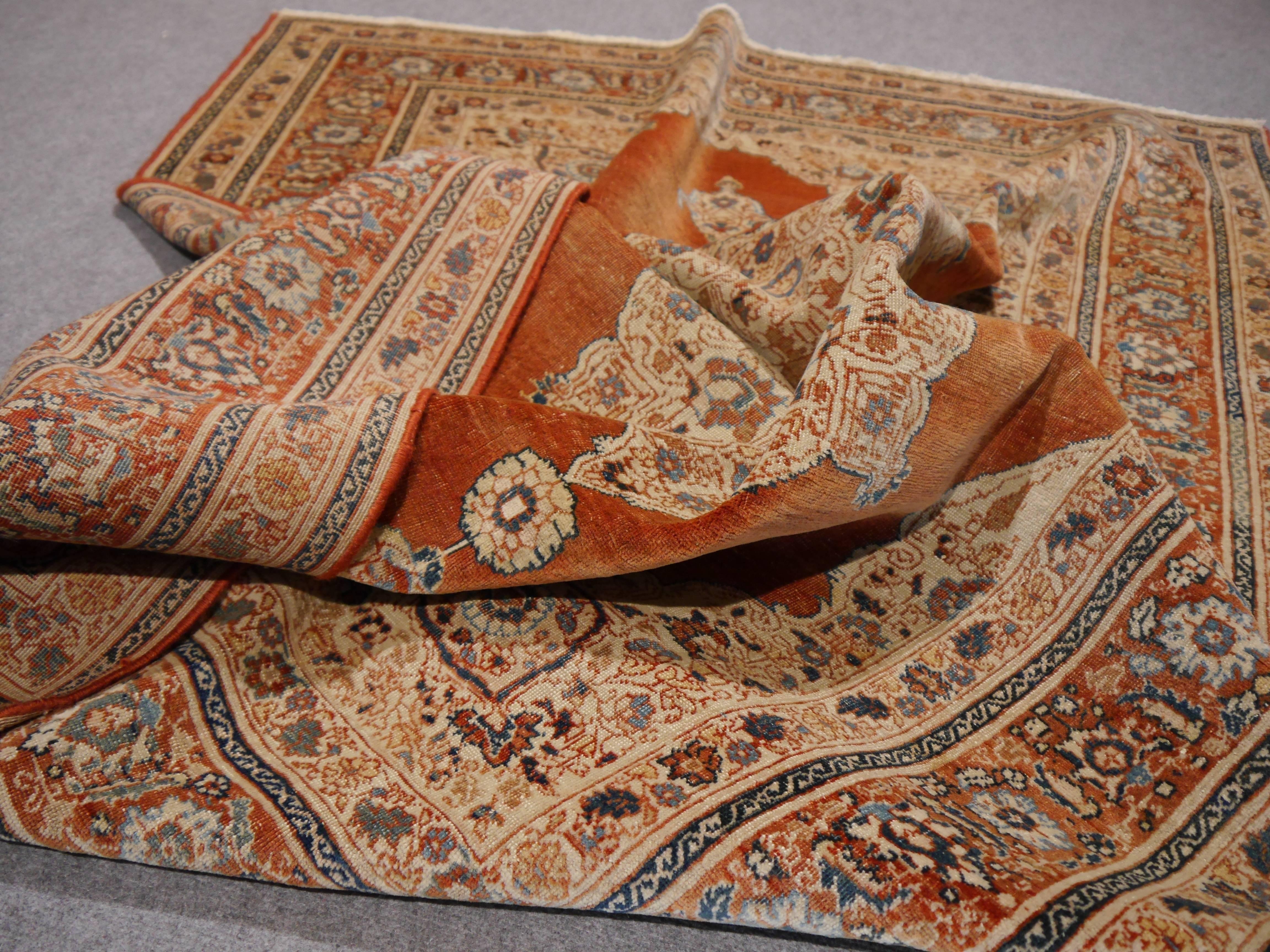 Antique Persian Rug Tabriz Hadj Jalili Type In Good Condition In Lohr, Bavaria, DE