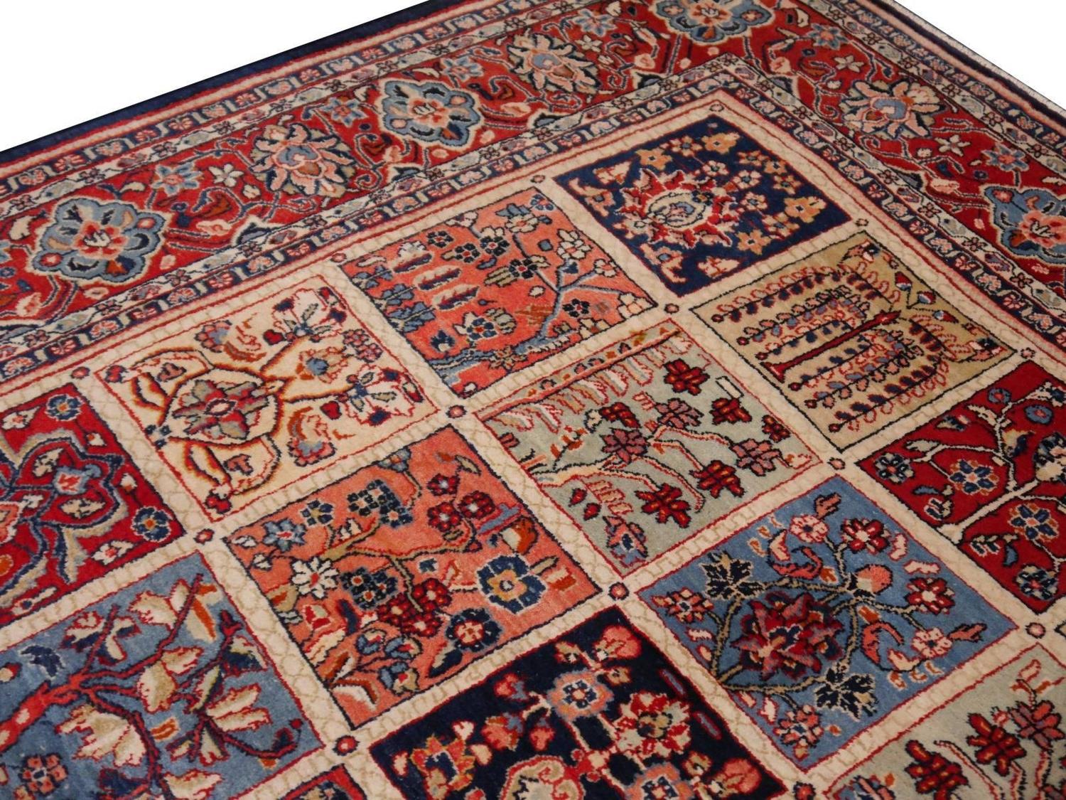 Sarouk Vintage "Garden of Paradise" Persian Rug with Panel Design at