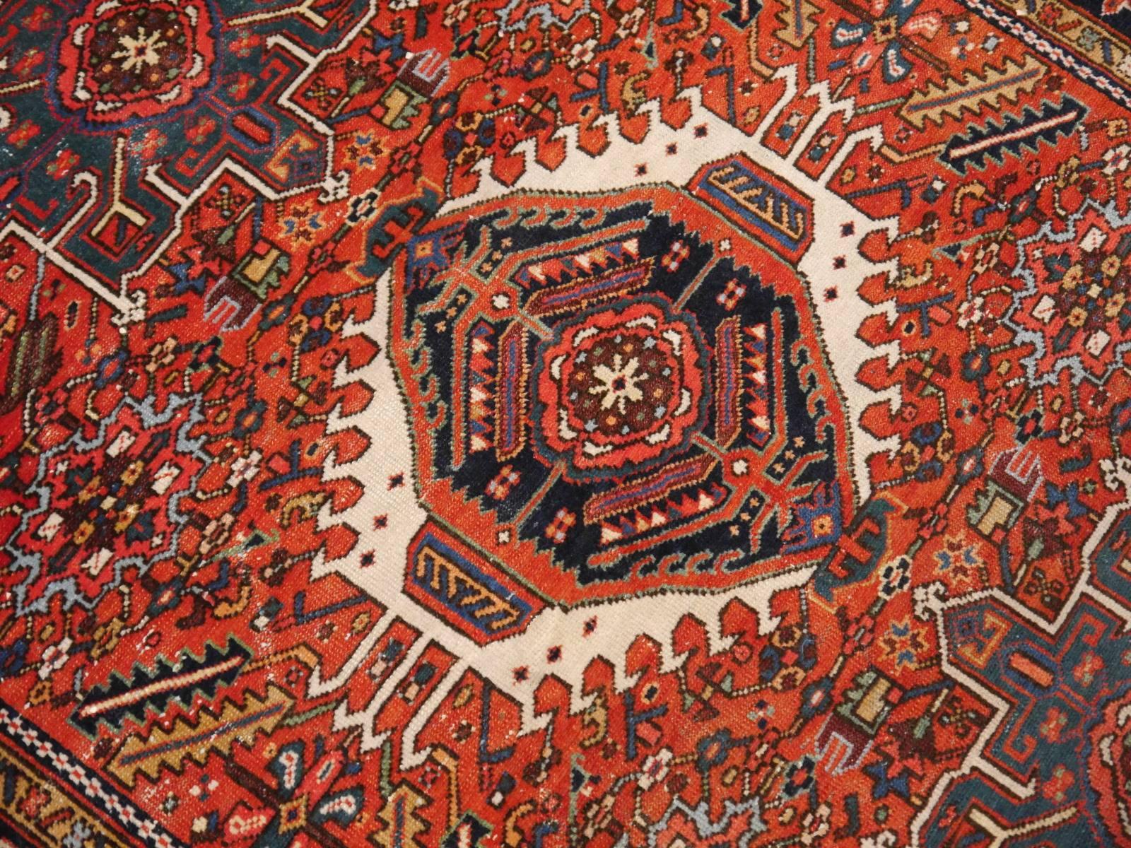 Hand-Knotted Semi Antique geometric azeri Rug