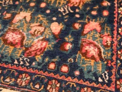 Semi Antique Traditional Worn To Perfection Distressed Vintage Rug Pink Blue