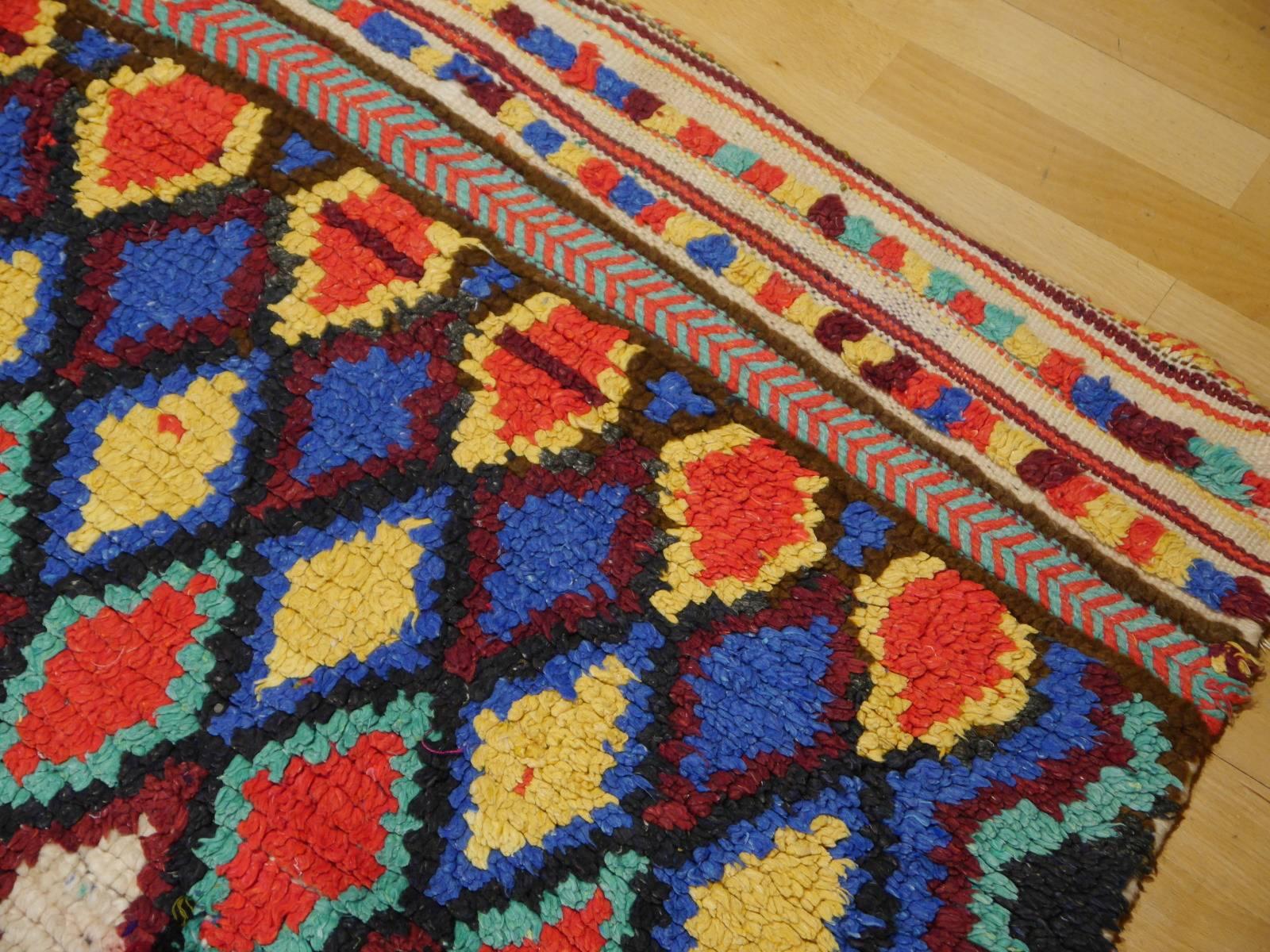 Vintage North African Moroccan Azilal bifurcated Berber Rug For Sale 1