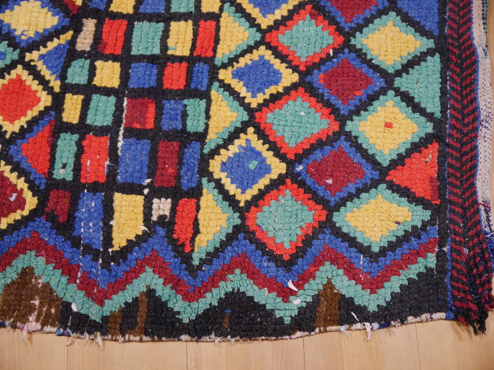 Vintage North African Moroccan Azilal bifurcated Berber Rug For Sale 2