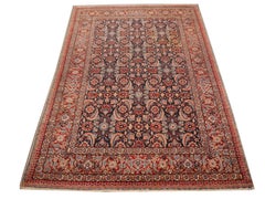 Antiker Teppich Mahi Design Haji Stil Haji Stil Blau und Rot Allover