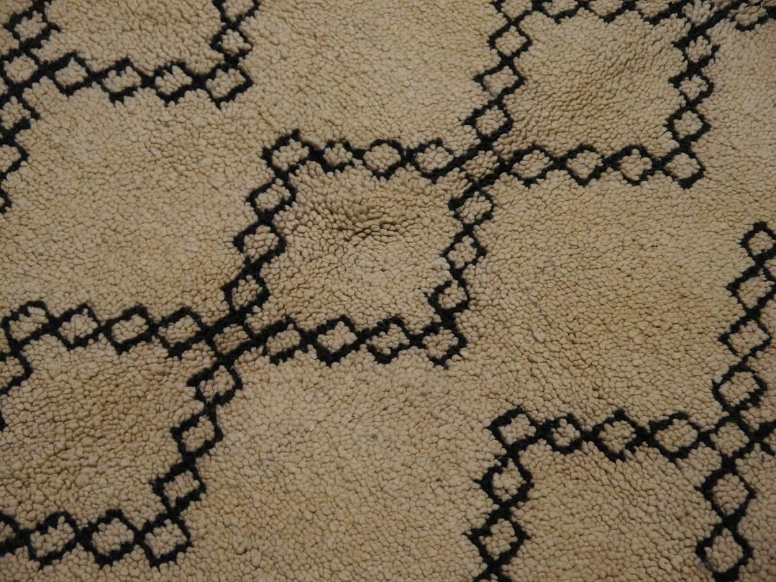 Mid-Century Modern Vintage Moroccan Berber Rug Beige Brown North African Tribal Carpet