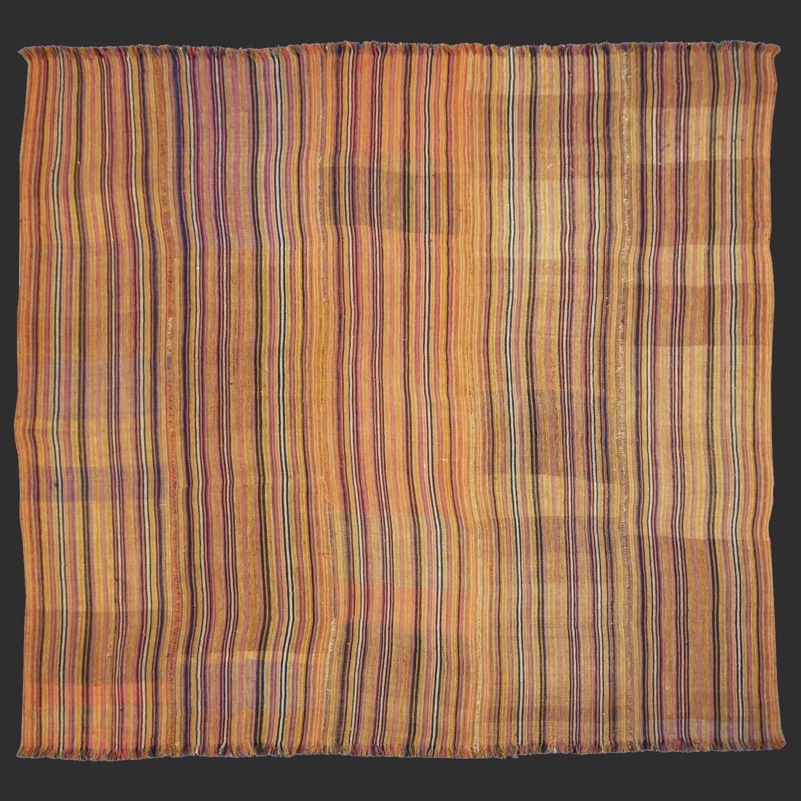 Antique Jajim Striped Banded Kilim Rug Blanket In Good Condition For Sale In Lohr, Bavaria, DE
