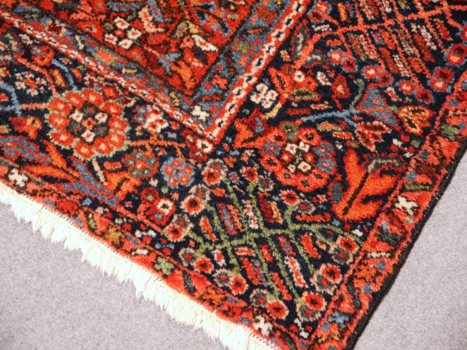Antique Rug in Brown and Blue very good condition For Sale 1