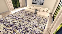 Contemporary Rug Peacock Garden palatial size All Pure Silk Pile Blue Mud Beiges