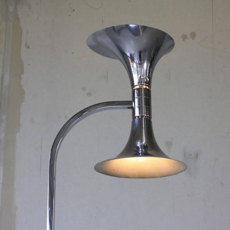 Floor lamp, designed by Franco Albini, Franca Helg and Antonio Piva for Sirrah, Italy 1969.

Chrome plated lamp with up- and down lighter shades. This design was part of the Am/ AS lamp series. Very rare.

Literature: Repertorio del Design, 2