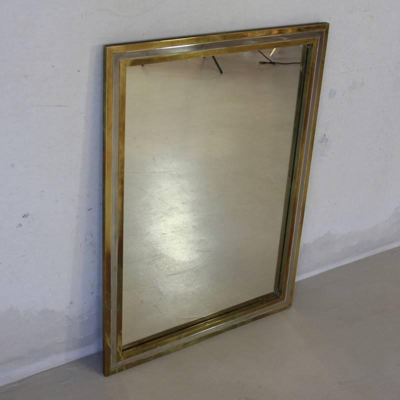 Modern Italian Brass and Chrome Mirror, 1960s