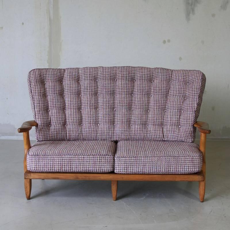 Modern Two-Seat Sofa by Guillerme & Chambron, 1950s For Sale