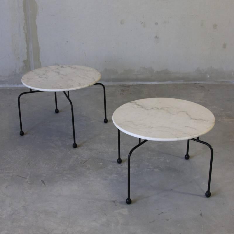 Pair of French Marble Side Tables, 1950s In Excellent Condition For Sale In Berlin, DE