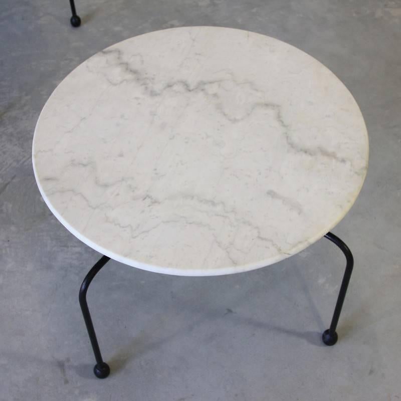 Mid-20th Century Pair of French Marble Side Tables, 1950s For Sale
