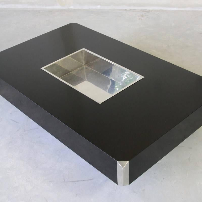 European Willy Rizzo Coffee Table 'Black', 1970s