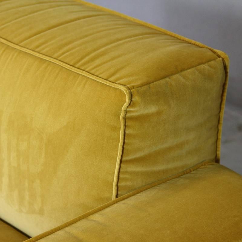 The Marechiaro XIII sofa, Arflex, 2016.

Large two-seat modular sofa with metal base, plywood structure and our own yellow velvet upholstery.
This sofa can also be ordered as a three-seat and in various colors, fabrics and leather. This particular