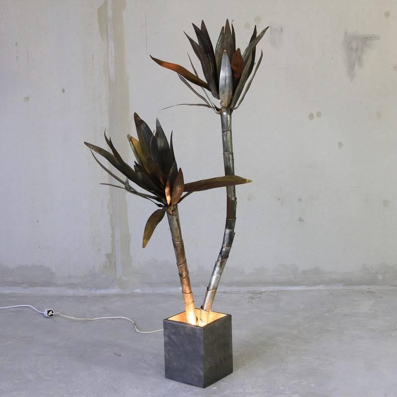 Large Metal Palm Lamp, Italy, 1970s In Good Condition In Berlin, DE