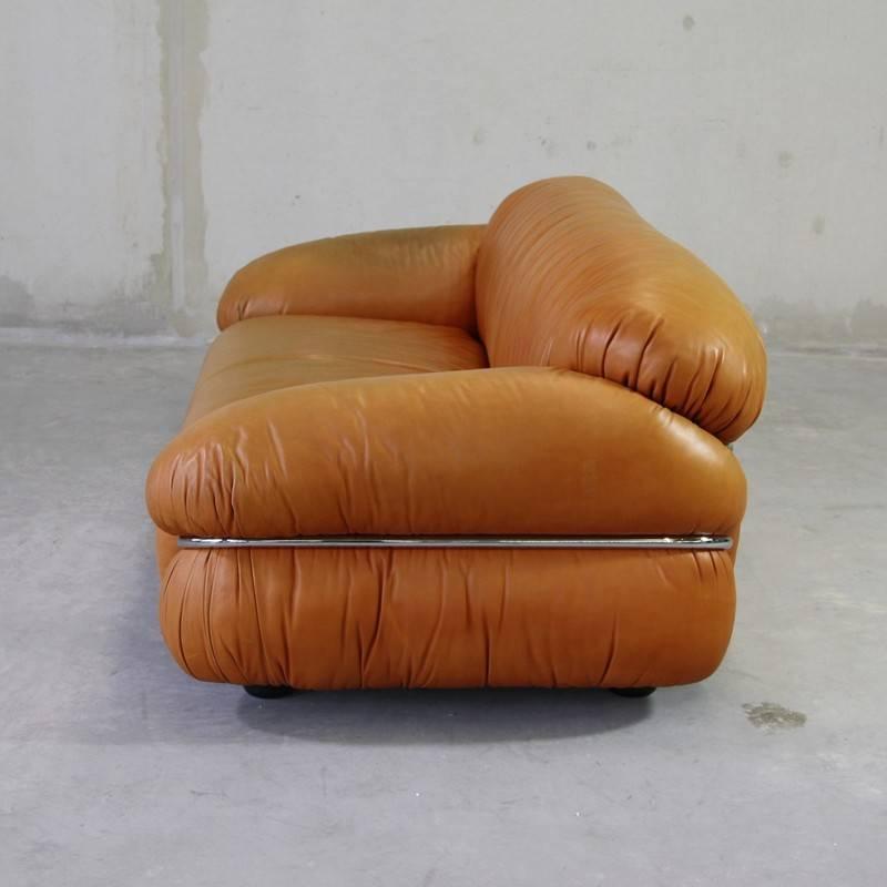 Italian Leather Sofa by Gianfranco Frattini, 1969