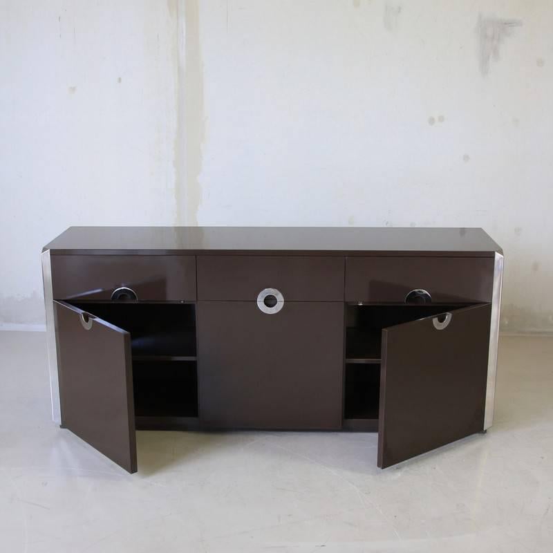 European Three-Door Sideboard by Mario Sabot, in the style of Willy Rizzo, 1972 For Sale