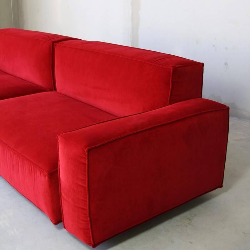 The Marechiaro XIII Sofa, Arflex 2016.

Large two-seat modular sofa with metal base, plywood structure and our own red velvet upholstery.
This sofa can also be ordered as a three-seat and in various colours, fabrics and leather.
Condition: