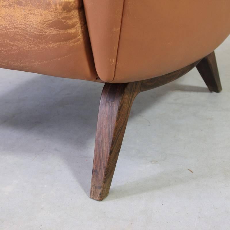 Modern Brown Leather Lounge Chair by Illum Wikkelsø