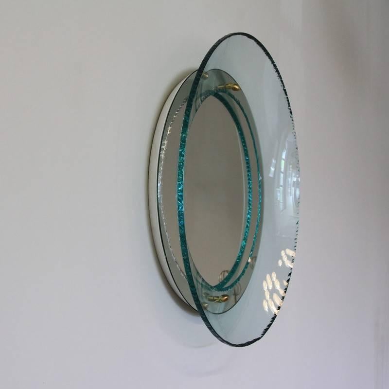 Italian Round Glass Mirror by Studio Rida For Sale
