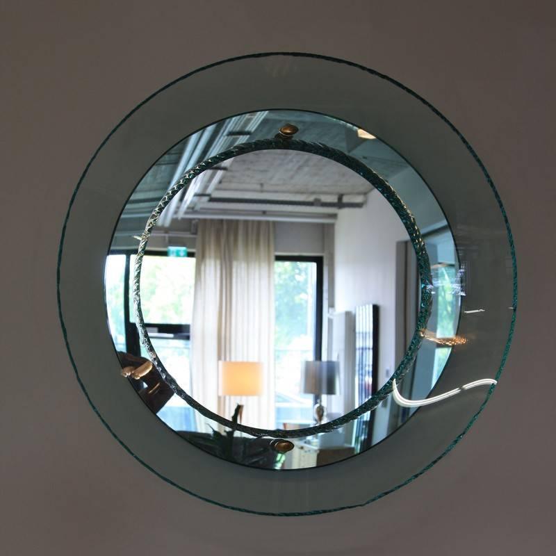 Contemporary Round Glass Mirror by Studio Rida For Sale