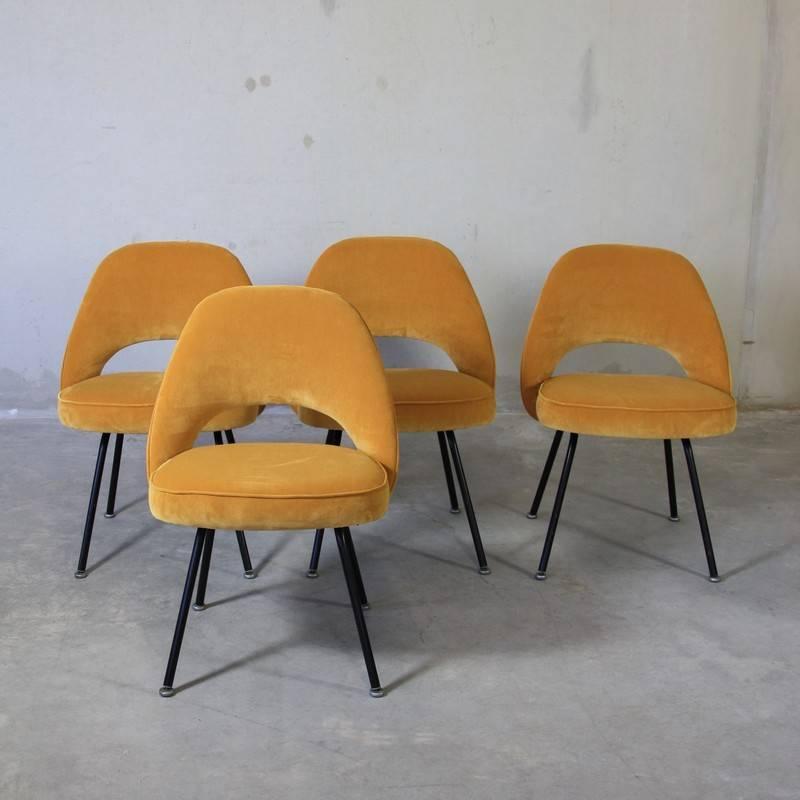 Mid-20th Century Set of Four Saarinen Executive Side Chairs, Knoll International