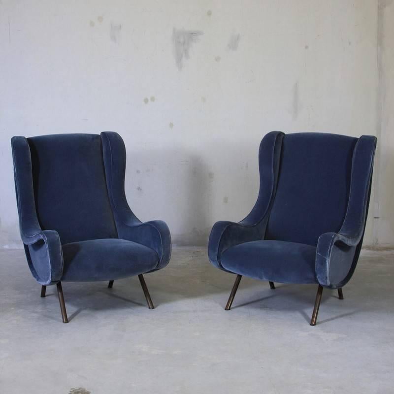 Mid-20th Century Vintage Pair of Senior Chairs by Marco Zanuso For Sale