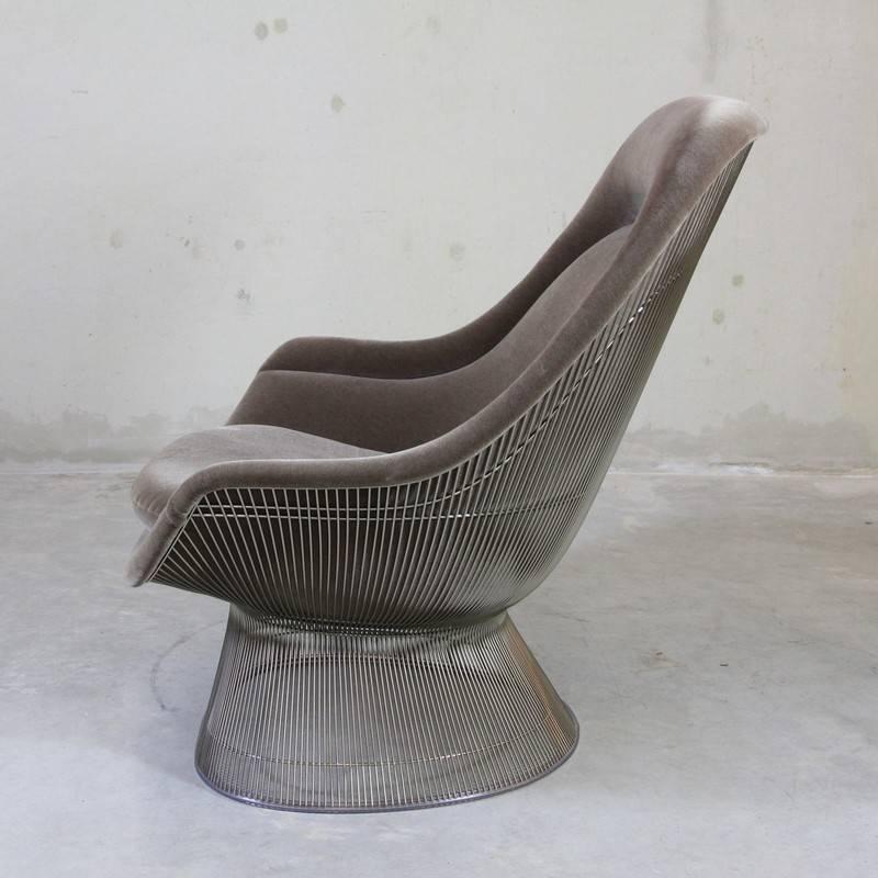 Warren Platter Lounge Chair Velvet, Knoll International For Sale 1