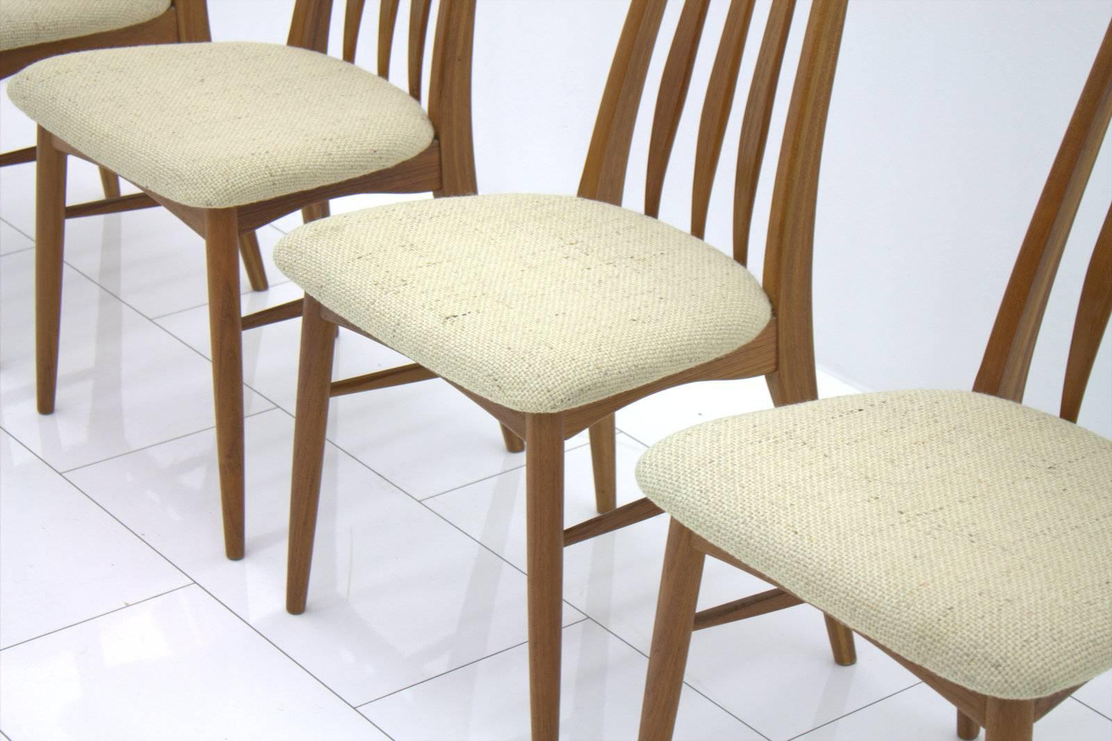 Scandinavian Modern Set of Four Niels Koefoed EVA Teak Dining Chairs, Denmark 1960s
