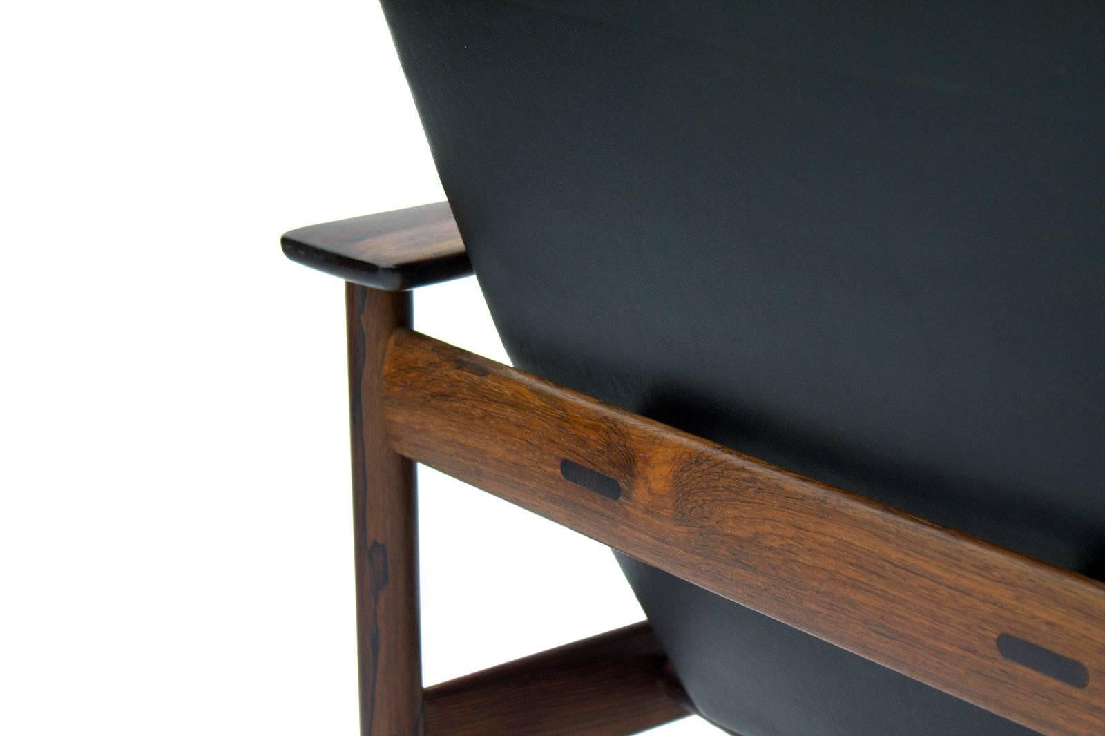 Pair of Rosewood and Leather Lounge Chairs by Sven Ivar Dysthe for Dokka 1