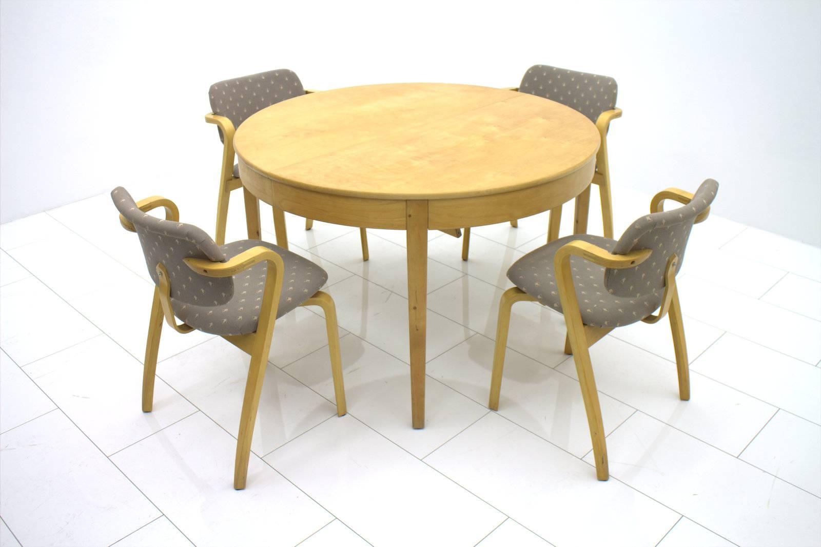 Ilmari Tapiovaara dining suite, Asko, Finland, 1958. Set of six Aslak dining chairs and a dining table.

Worldwide shipping.