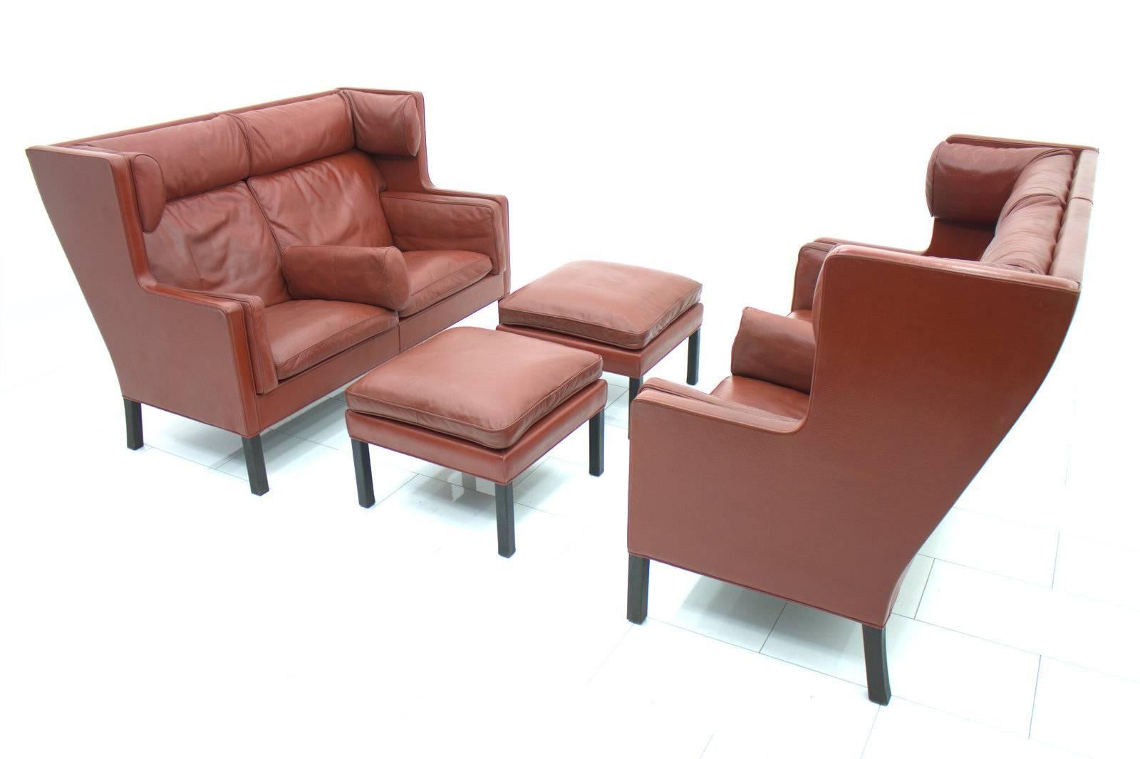 One of Two Børge Mogensen Coupe Leather Sofa, 2192, Frederica, Denmark 1971 1