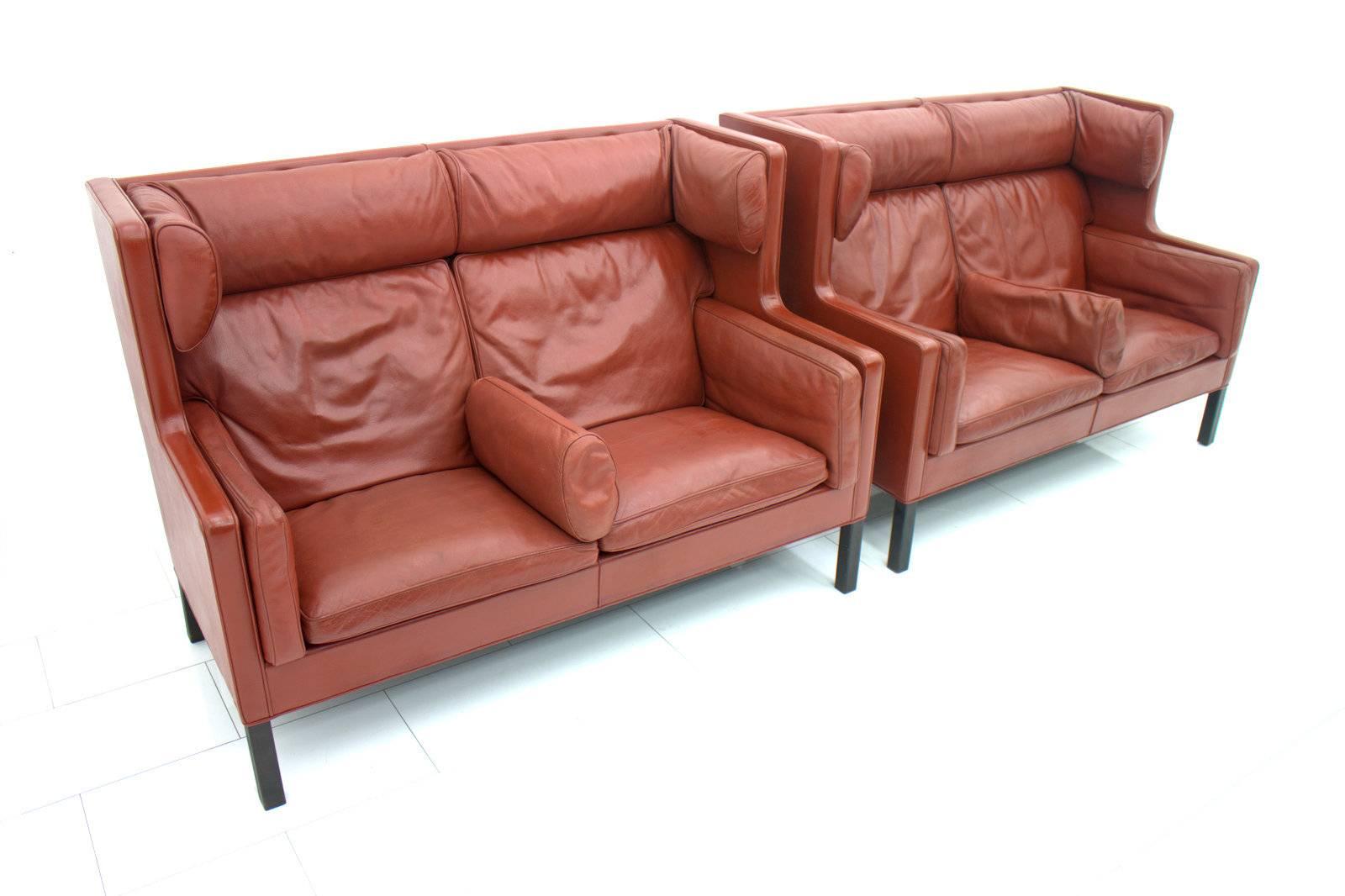 One of Two Børge Mogensen Coupe Leather Sofa, 2192, Frederica, Denmark 1971 (Dänisch)