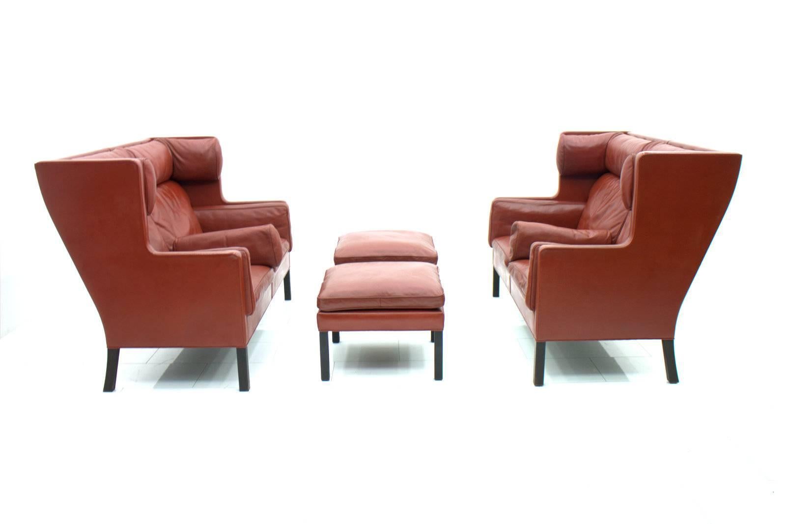 One of Two Børge Mogensen Coupe Leather Sofa, 2192, Frederica, Denmark 1971 1
