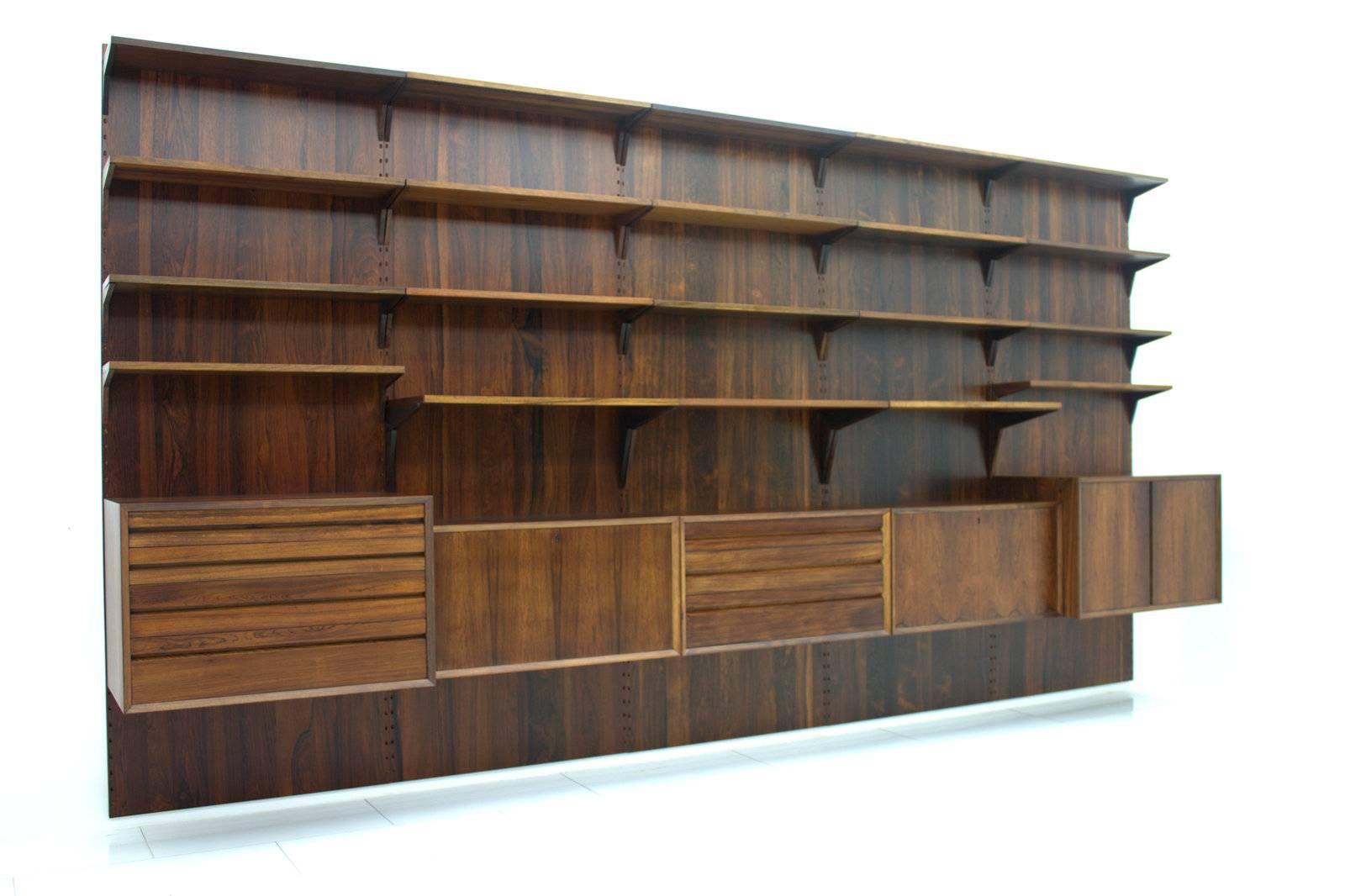 Scandinavian Modern Large Rosewood Wall Unit by Poul Cadovius, Cado, Denmark, 1960s