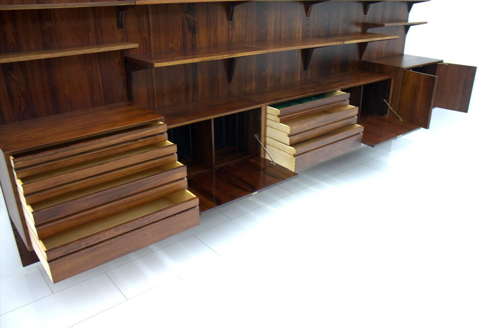 Large Rosewood Wall Unit by Poul Cadovius, Cado, Denmark, 1960s 2