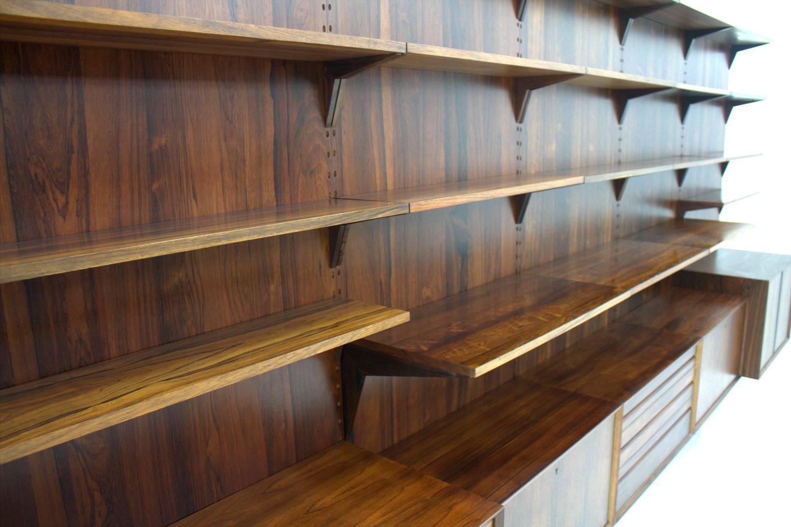 Danish Large Rosewood Wall Unit by Poul Cadovius, Cado, Denmark, 1960s