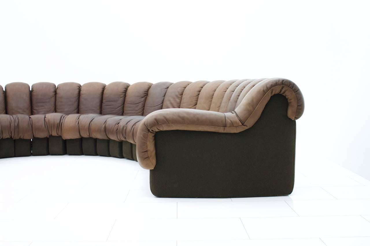 De Sede DS 600 Non Stop Sofa with 24 Elements Brown Leather Ueli Berger Endless 1