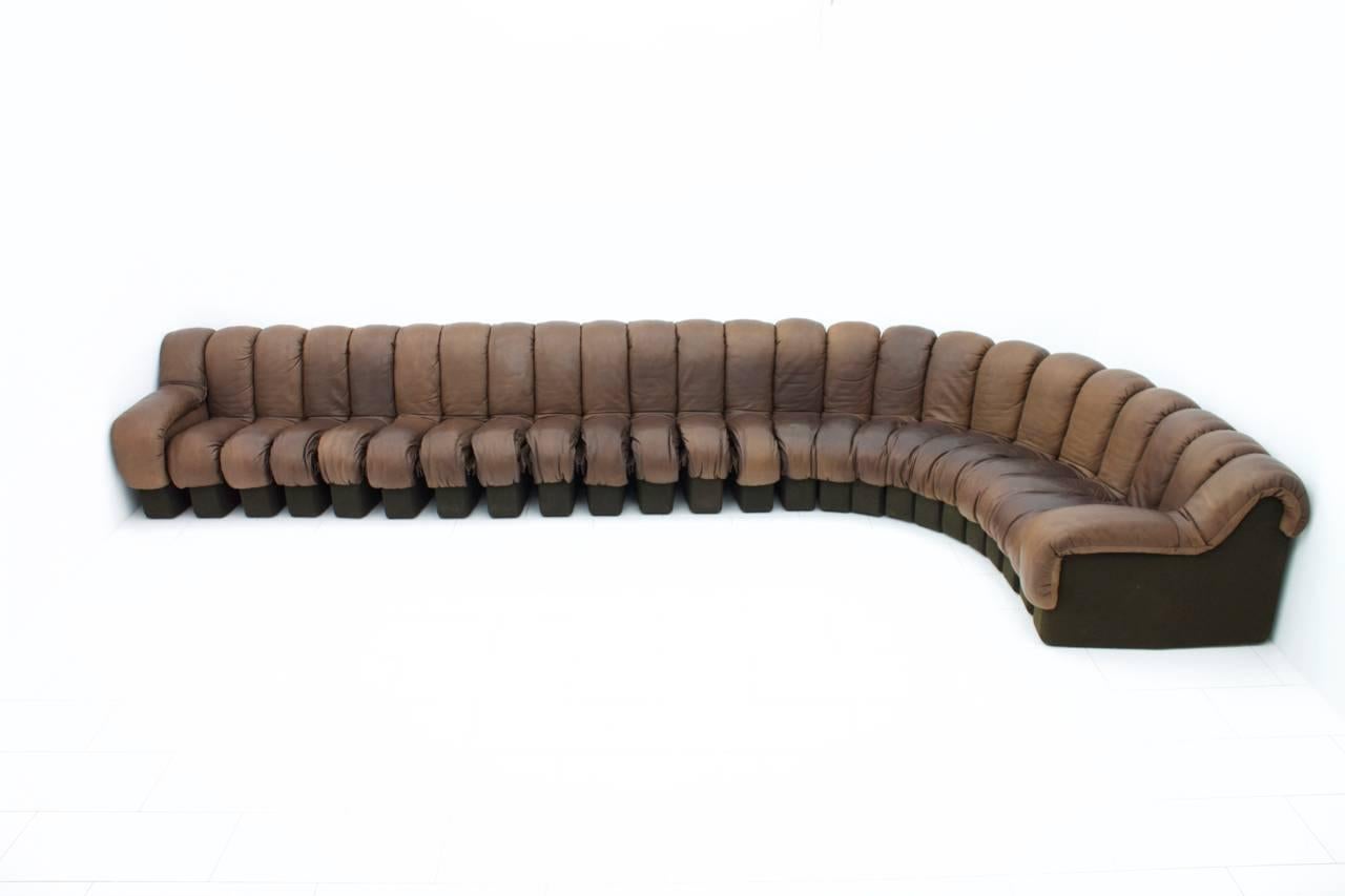 De Sede DS 600 Non Stop Sofa with 24 Elements Brown Leather Ueli Berger Endless 2