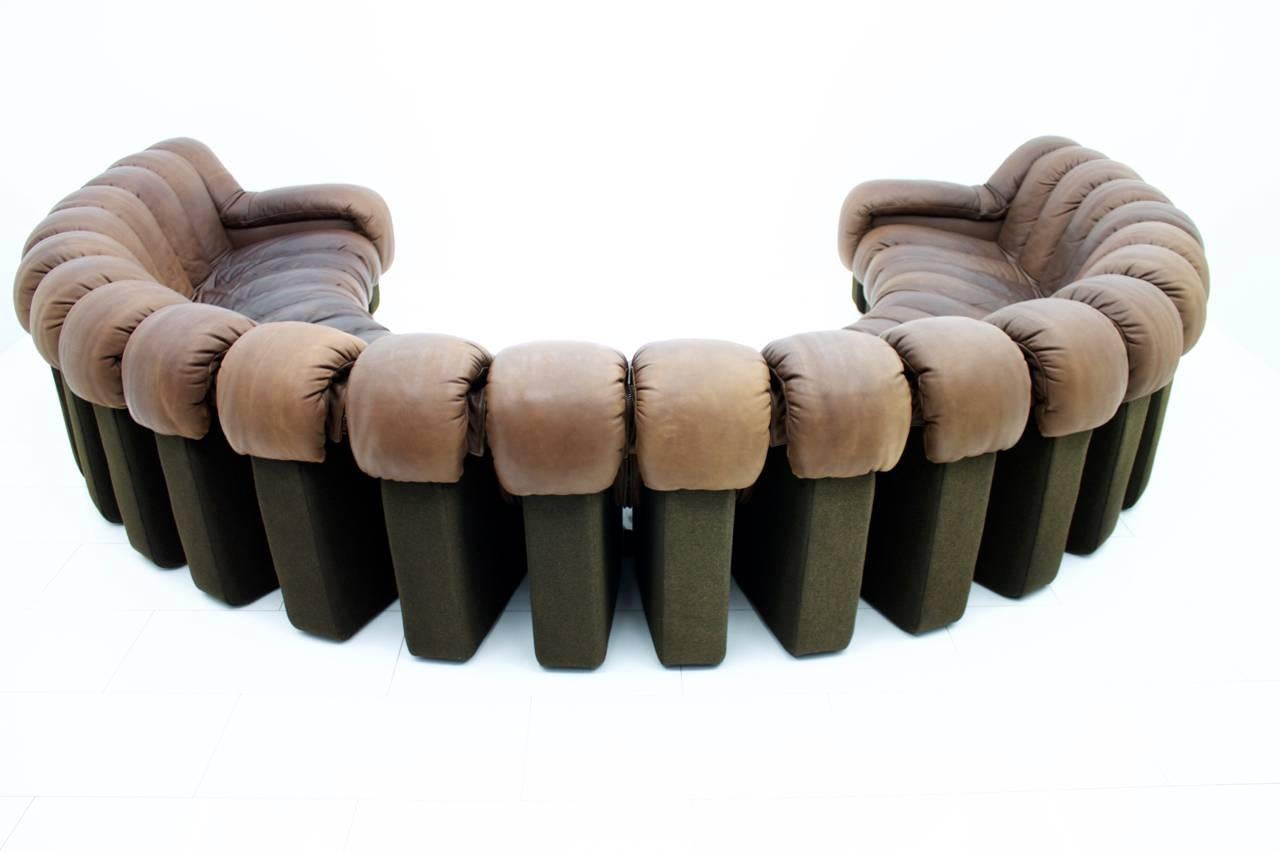 De Sede DS 600 Non Stop Sofa with 24 Elements Brown Leather Ueli Berger Endless 3