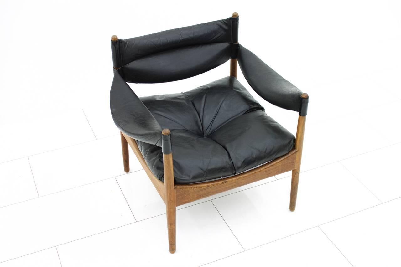 Rosewood and Leather Easy Chair by Kristian Vedel, Denmark, 1963 In Good Condition In Frankfurt / Dreieich, DE