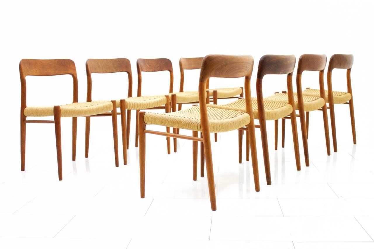 Danish Set of Eight Niels O Møller Teakwood Chairs Mod 75, Denmark