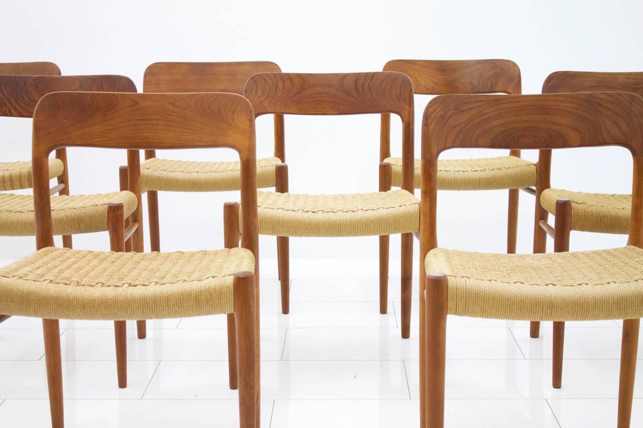 Set of Eight Niels O Møller Teakwood Chairs Mod 75, Denmark 1