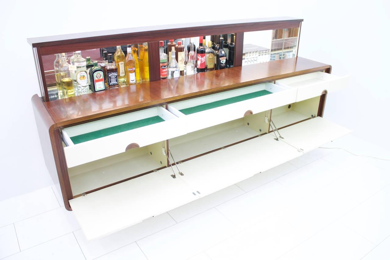 Late 20th Century Sideboard with an Electric Mirrored Bar 1970s, James Bond 007 For Sale