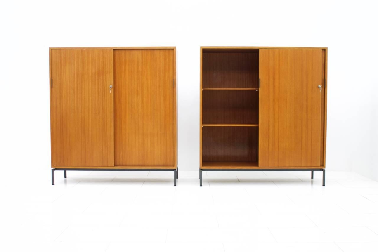 Mid-Century Modern Pair of Herbert Hirche Teak Cabinets, High Boards, Germany, 1960s
