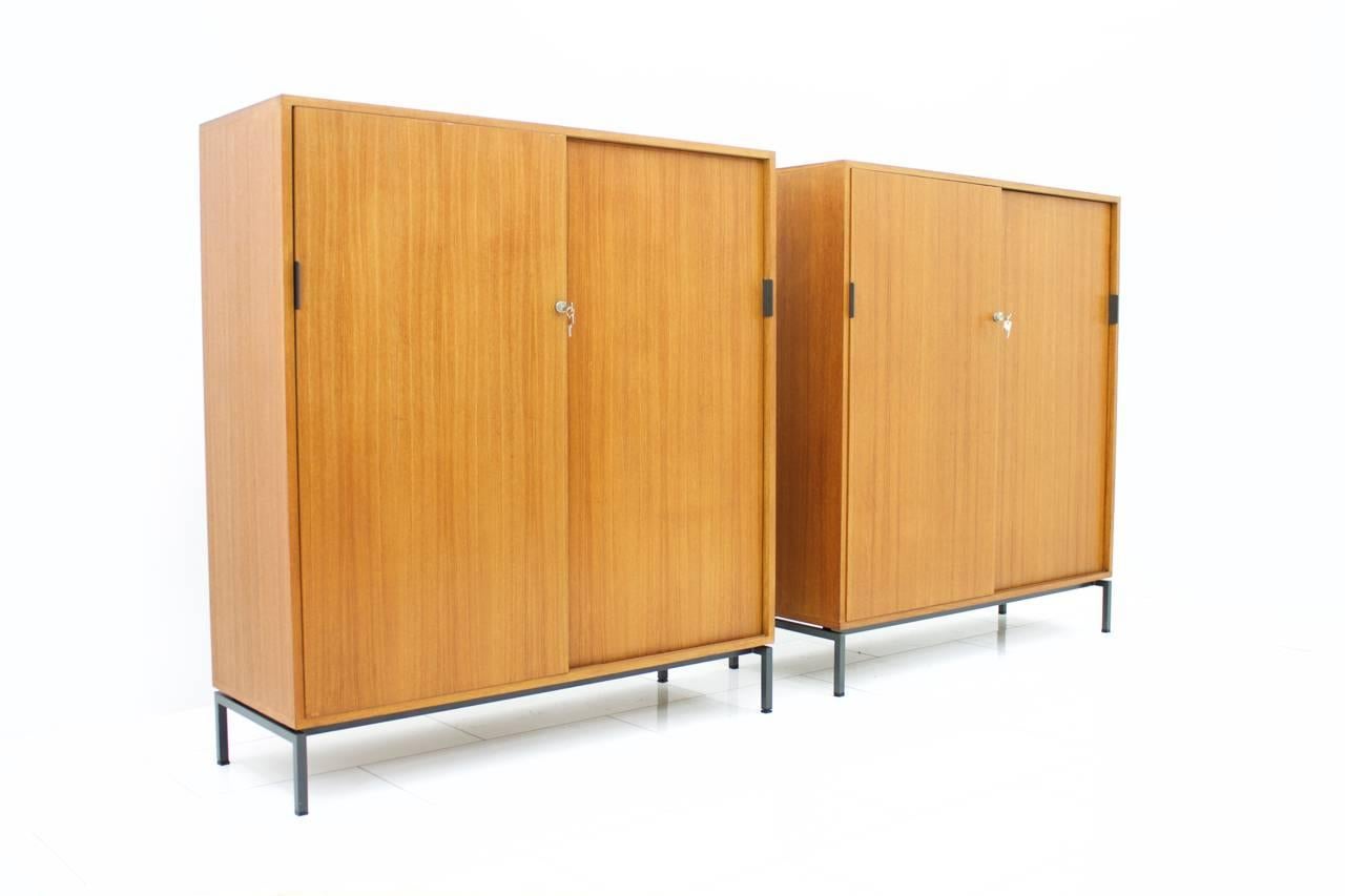 Mid-20th Century Pair of Herbert Hirche Teak Cabinets, High Boards, Germany, 1960s