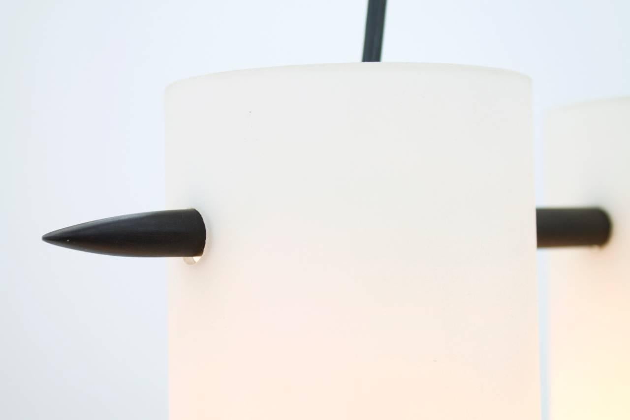 Mid-20th Century Opaline Glass Pendant Lamp by Uno & Östen Kristiansson for Luxus, Sweden, 1950s