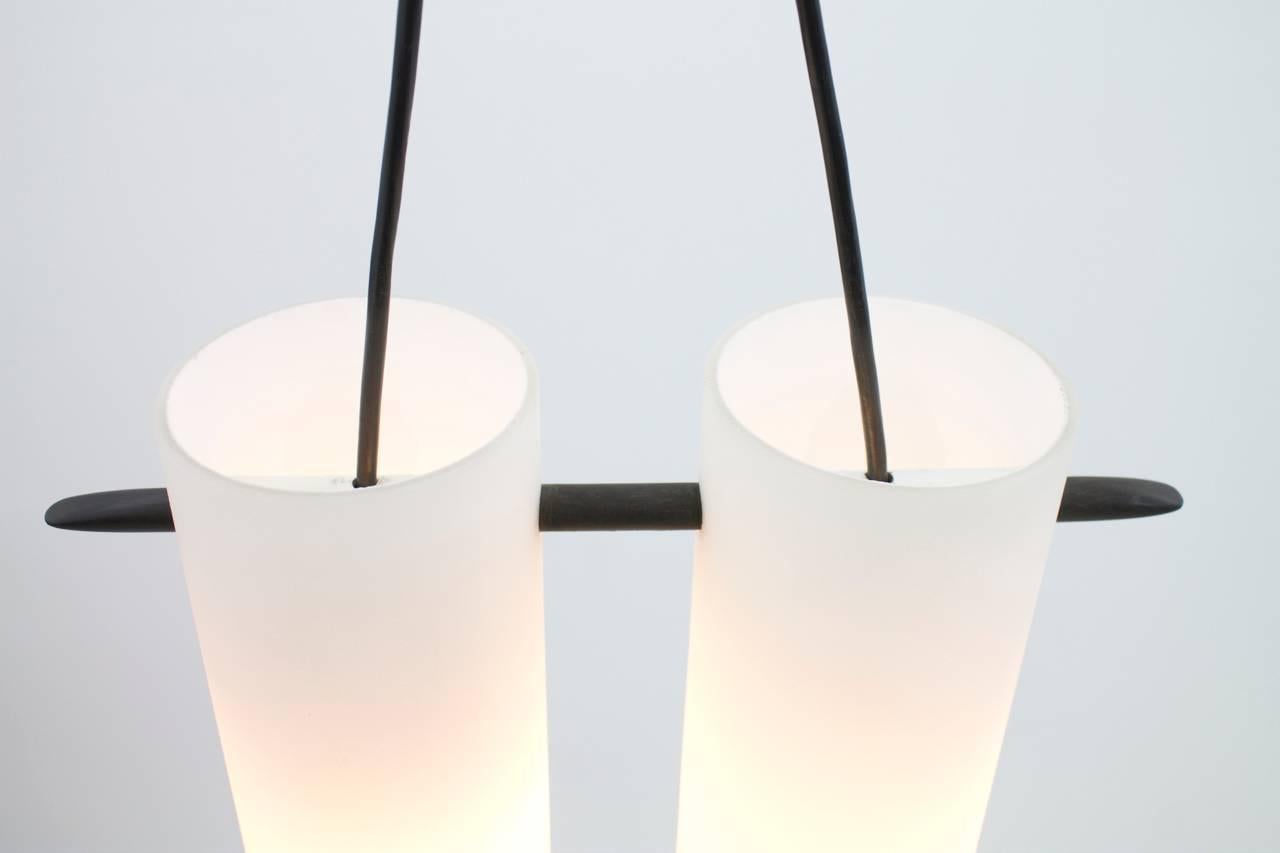 Opaline Glass Pendant Lamp by Uno & Östen Kristiansson for Luxus, Sweden, 1950s (Skandinavische Moderne)