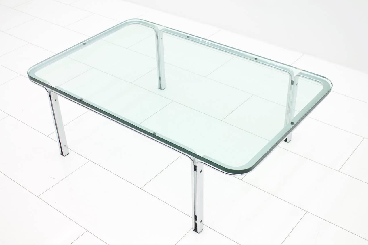Mid-Century Modern Steel and Glass Coffee Table by Horst Bruning for Kill International, 1960s For Sale