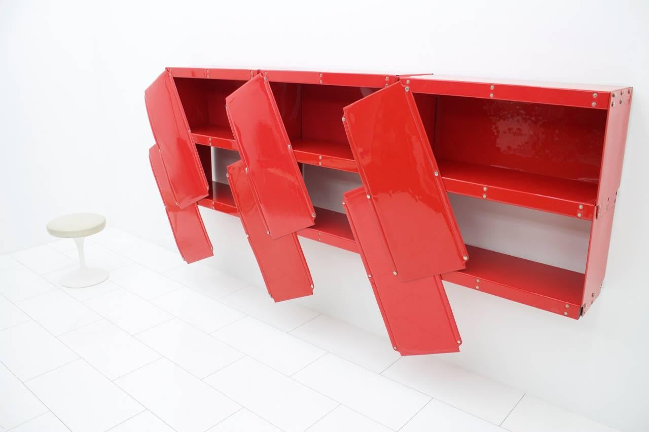 Rare Otto Zapf Red Plastic Shelf System, Germany, 1971, Indesign (Ende des 20. Jahrhunderts)